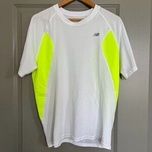 New Balance Men's White and Yellow Performance Jersey - L